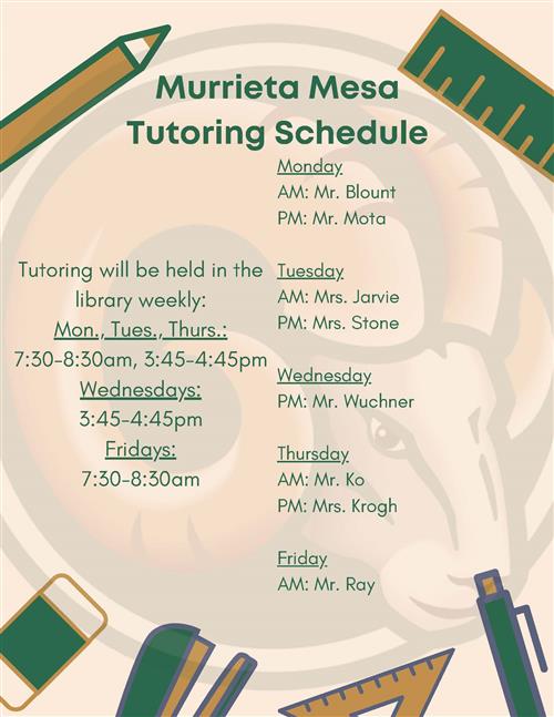 Tutoring Schedule